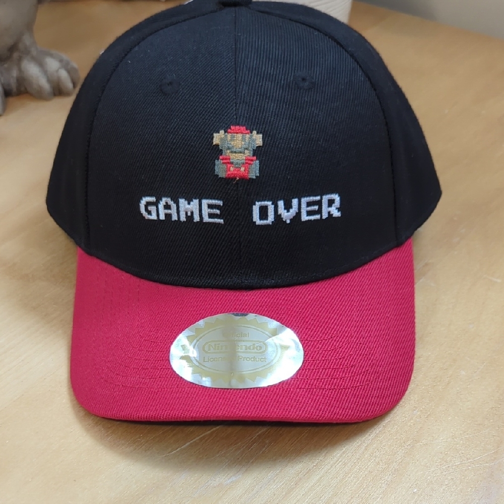 Nintendo Black and Red Game Over Hat New